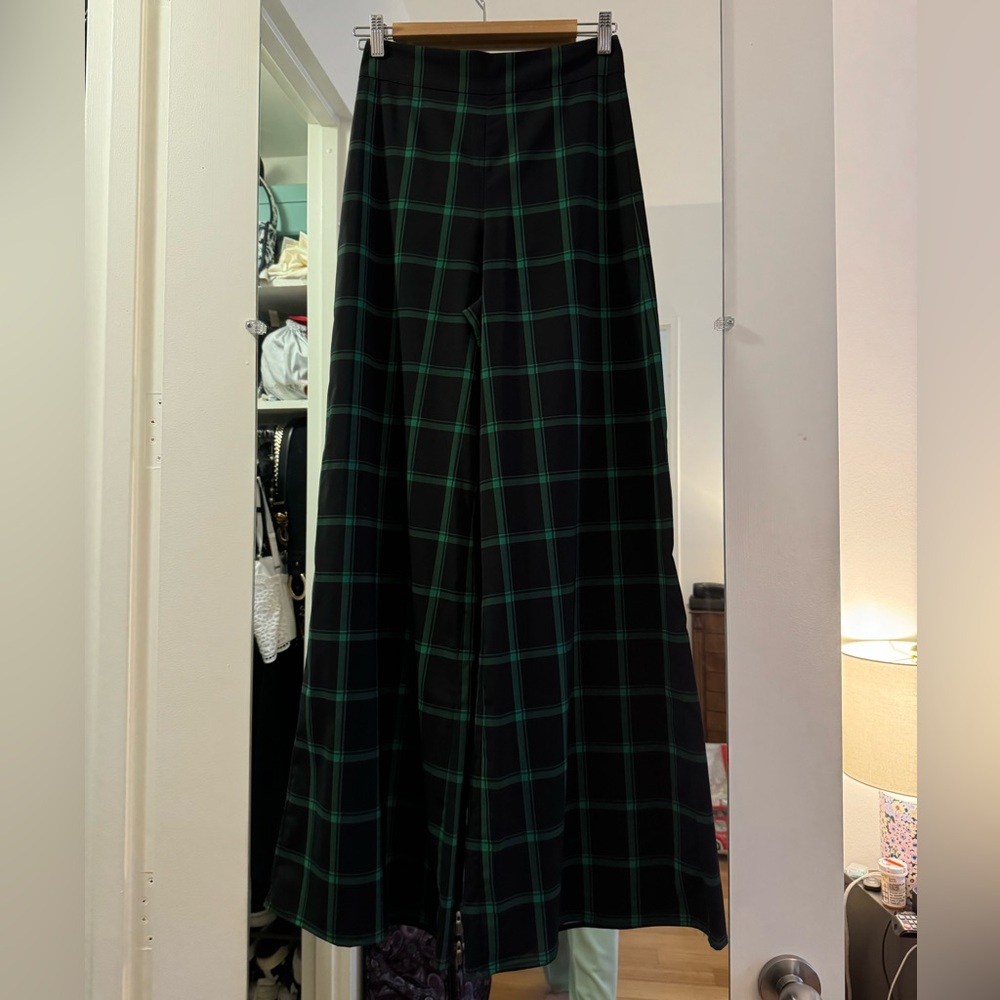 Alice and Olivia Plaid Wide Leg Pants